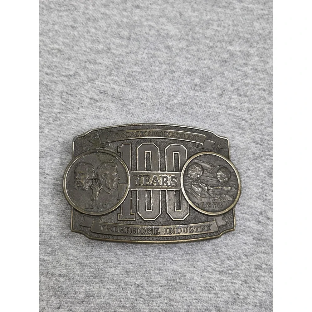 Lewis Telephone Pioneers 100 Years Industry Brass Belt Buckle